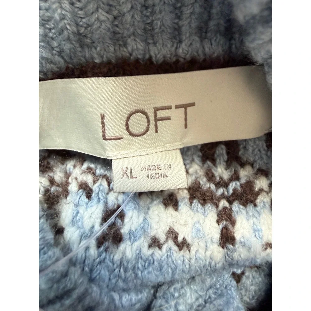 Loft Dog Sweater XL Blue Fair‎ Isle Knit Turtleneck Pet Vest
